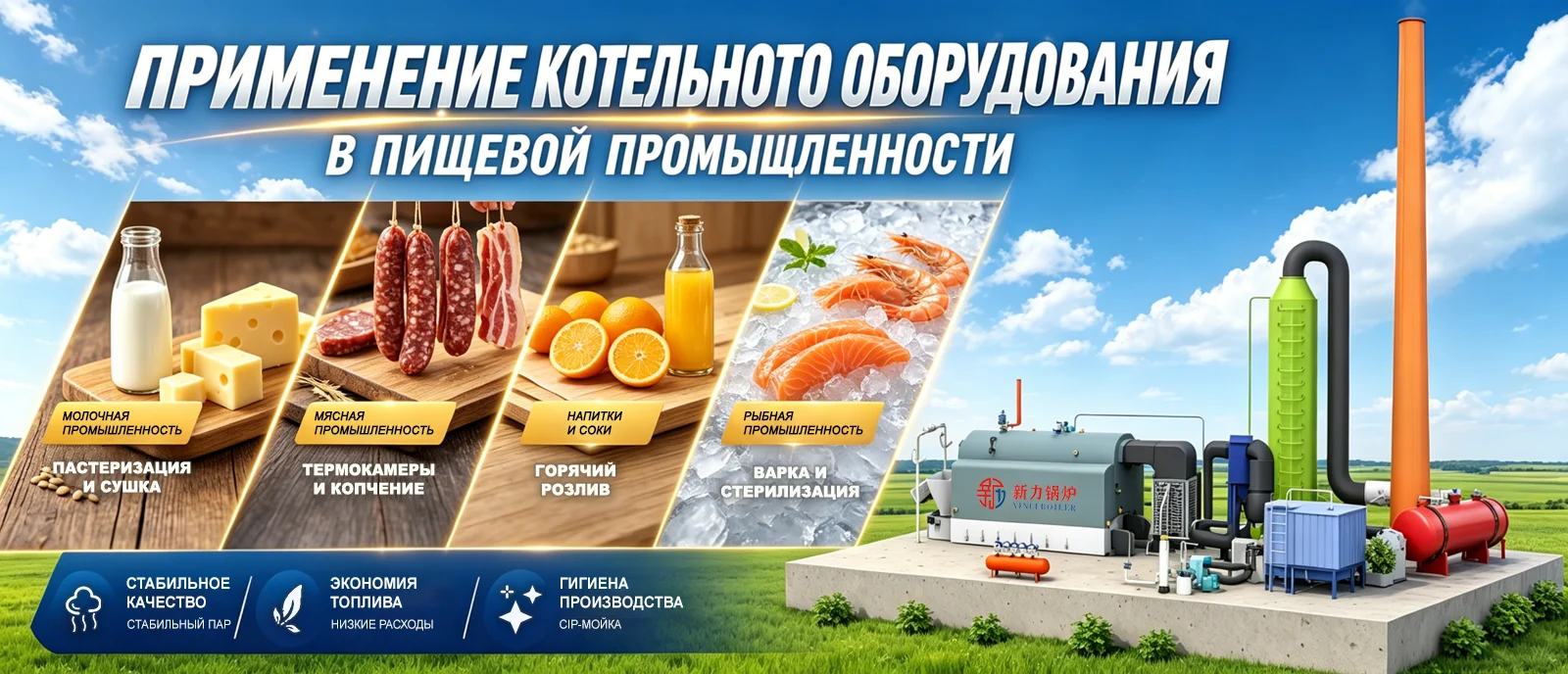 Промышленная котельная установка на пищевом предприятии