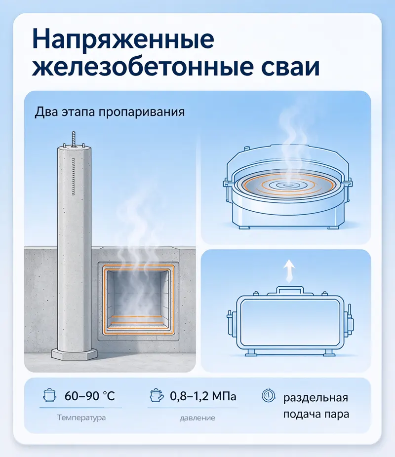 Камеры пропаривания для напряженных бетонных свай