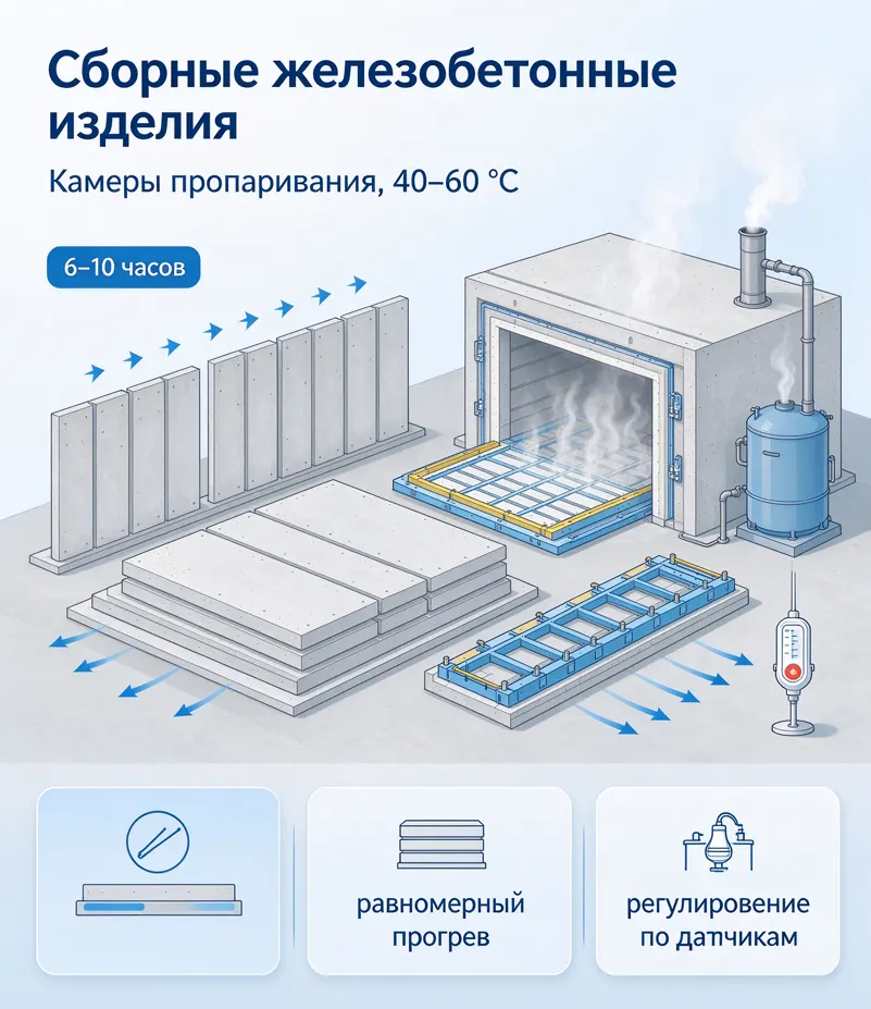 Камеры пропаривания для сборных железобетонных изделий